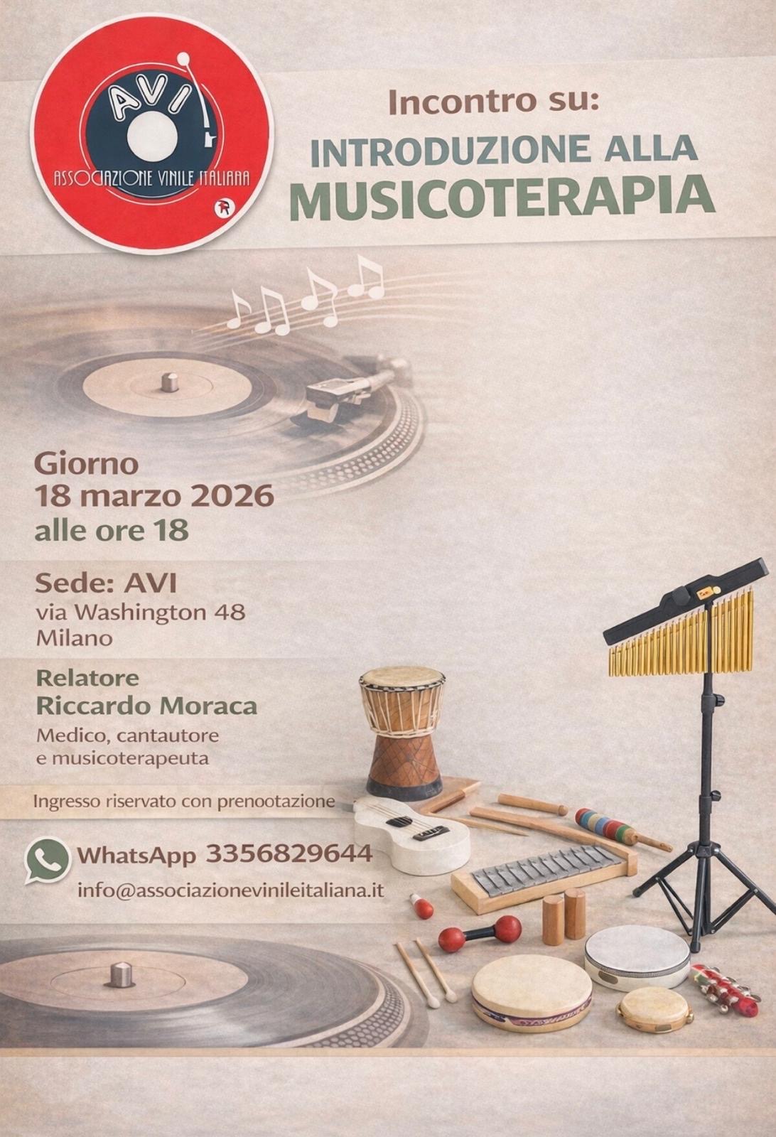 Introduzione alla Musicoterapia – Incontro AVI a Milano il 18 marzo 2026